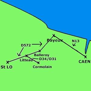 Map From Caen, Ouistraham....